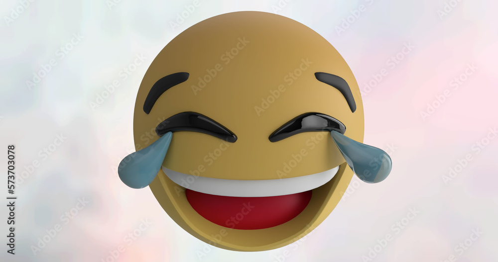 Image of laughing emoji icon over cloud background Image of laughing emoji icon over cloud background