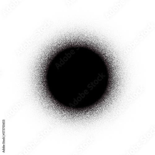 Grain noise balck dots circle, halftone round gradient or grain pattern, vector abstract dotwork. Grunge dots spray stipple texture effect, circle with dots noise background