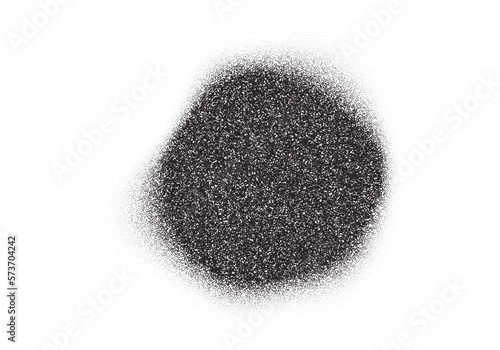 Grain noise balck dots circle, halftone round gradient grainy dotwork, abstract vector. Grain noise spray blot or stain spot with grain stipple texture effect