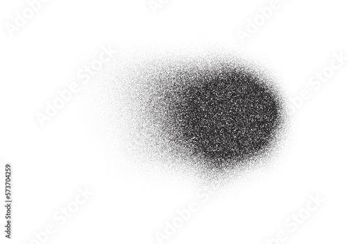 Grainy noise circle  black dots grainy halftone stain spot  vector dotwork gradient. Abstract grain noise circle with black grain particles or stipple texture effect  pointillism background