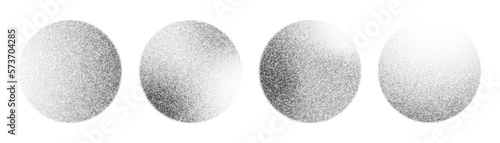 Noise grain circles  pointillism background of gradient dots pattern  vector dotwork. Grainy noise sphere with stipple texture or grain noise halftone effect