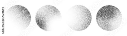 Noise grain circles, pointillism gradient pattern spheres, vector grainy abstract dots. Grainy noise tattoo of sphere circles or spots with dotwork stipple halftone effect