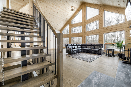 Fotografie Winter cottages in remote area Quebec, Canada, log house with sauna, SPA, bedroo