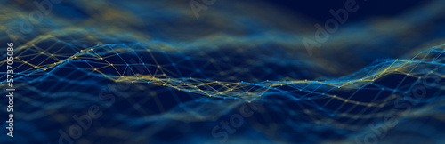 Abstract illustration with connected dots and lines. Digital network background. The concept of science, technology. 3D