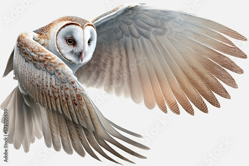 This stunning close up of a flying Barn Owl is sure to impress. Generative AI photo