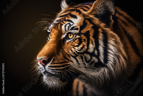 Tiger, portrait of a bengal tiger. Created using generative AI tools. © © Raymond Orton