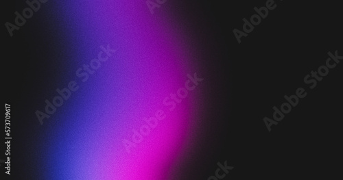 Dark purple blue grainy gradient on black background, copy space, noise texture effect, wide banner size