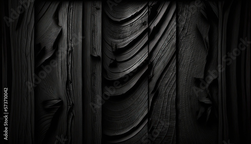 Background black wood texture created with generative AI © thatchawong