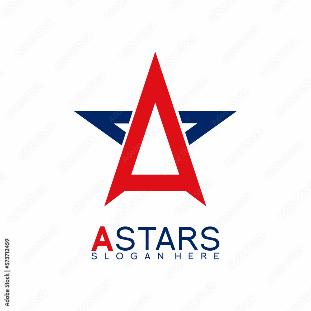 Star logo design with letter A concept. Star logo design with letter A concept.