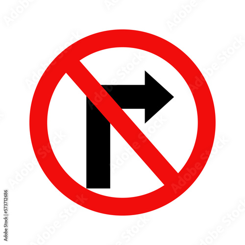 Do not turn right traffic road sign isolate on white background.