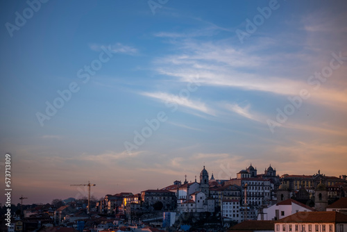 View of the historic Ribeira district in Porto, Portugal.