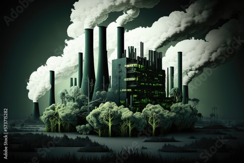 The Capture and Storage of Carbon Dioxide (CO2) Emissions an Illustration of Carbon Capture Technology. Generative AI