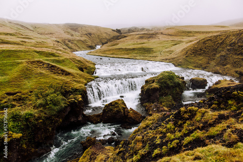 icelandic waterfall landscape in autumn