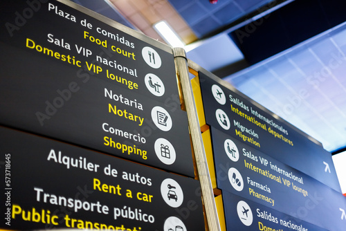 Information sign at El Dorado airport, Bogota, Colombia