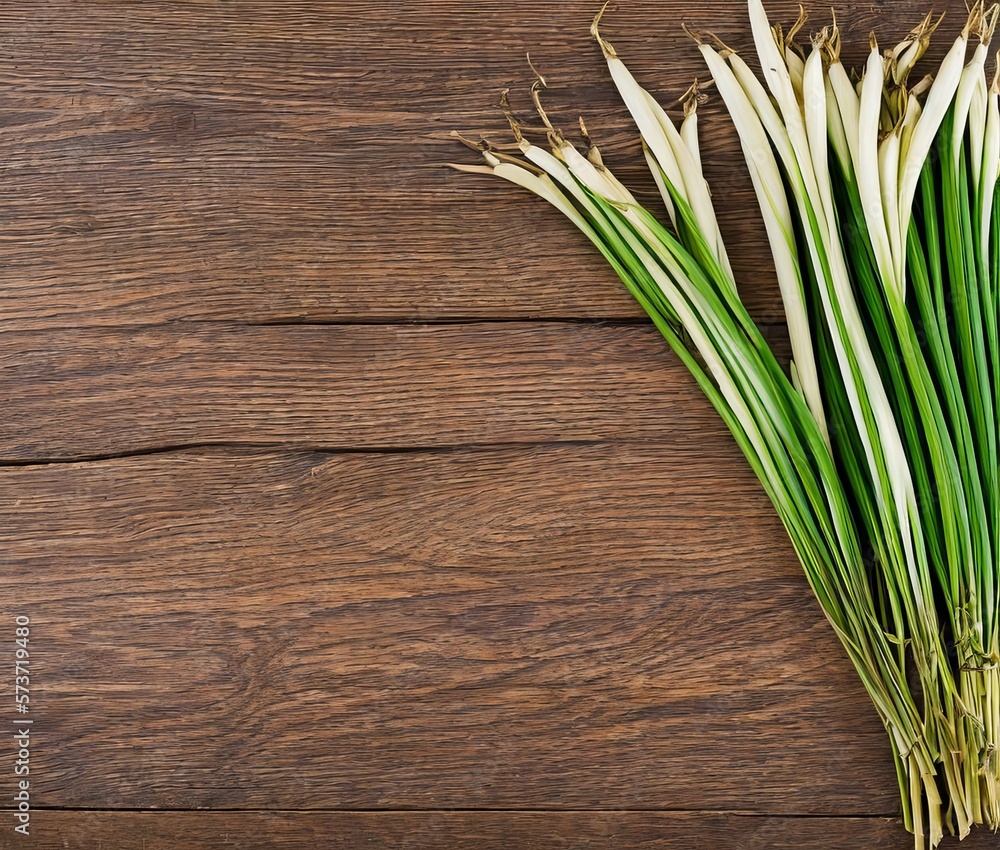 fresh green onion on wooden background fresh green onion on wooden background