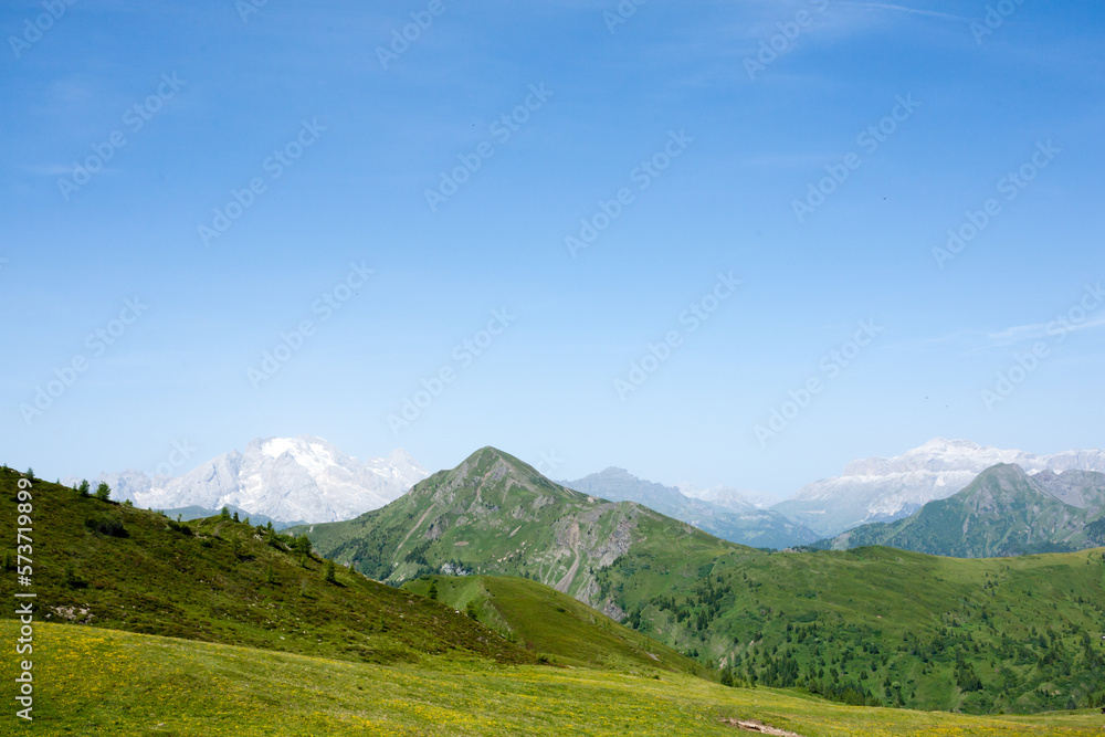 Mountain range landscape. Giau pass area, dolomites