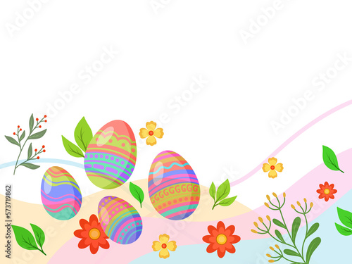 Easter Egg Background with spring flowers