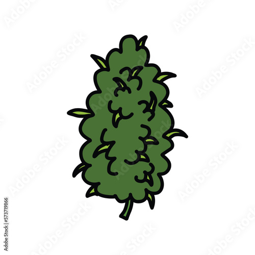 cannabis bud doodle icon, vector color line illustration