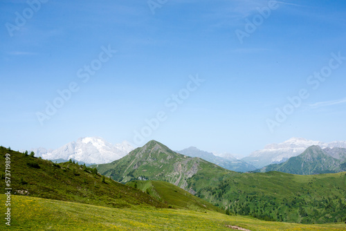 Mountain range landscape. Giau pass area, dolomites