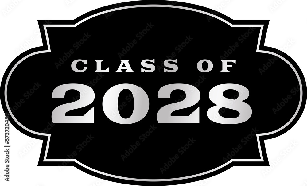 Class of 2028 Graduation Emblem Illustration - obrazy, fototapety, plakaty 