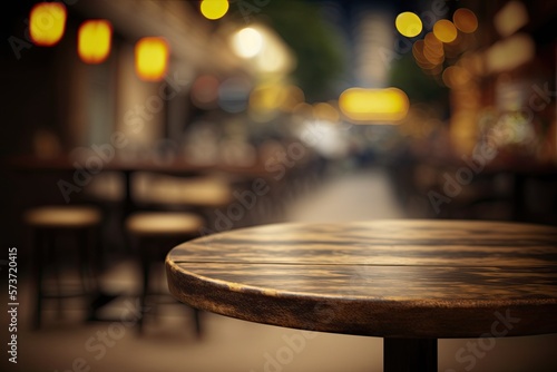 Empty Coffee Shop Backdrop with Blurred Restaurant Background (Created with Generative AI) © JJAVA