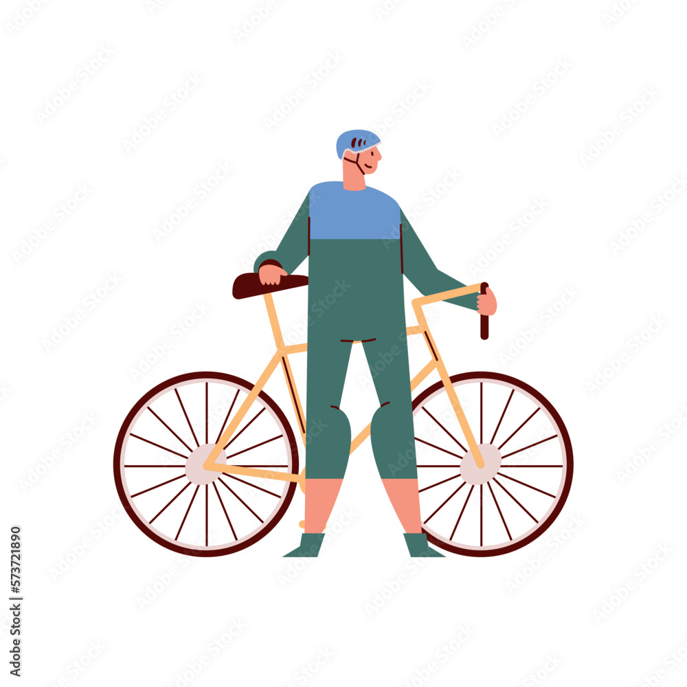 Naklejka premium cyclist with bicycle sport