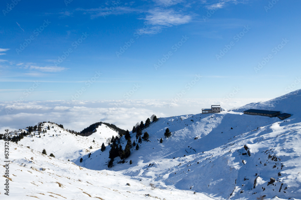 Winter landscape with snow from Alps