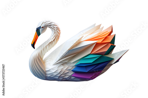 Colorful origami swan, Generative AI 