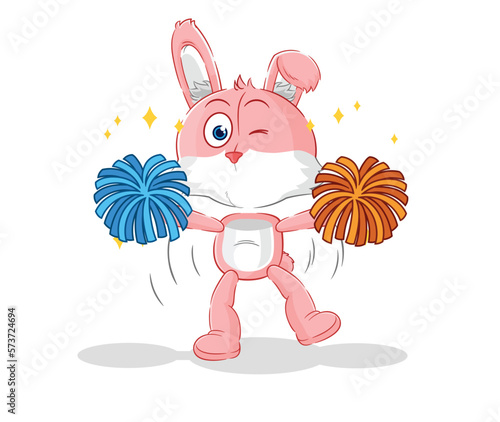 pink bunny cheerleader cartoon. cartoon mascot vector