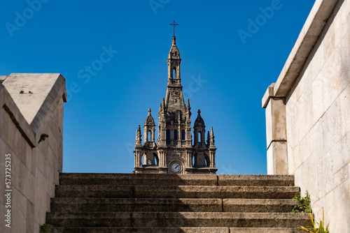 Escaleras y la torre de la Basílica de Begoña en Bilbao photo
