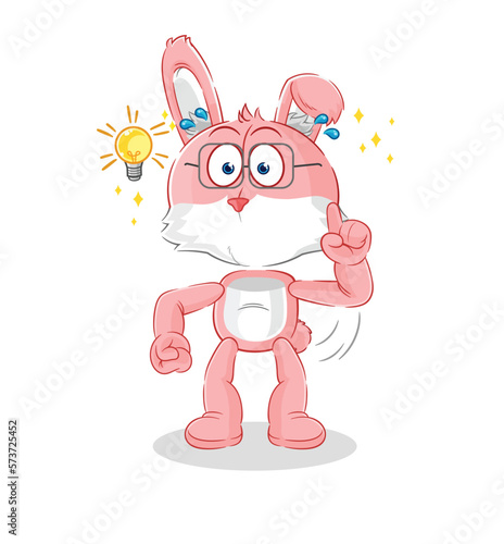 pink bunny got an idea cartoon. mascot vector