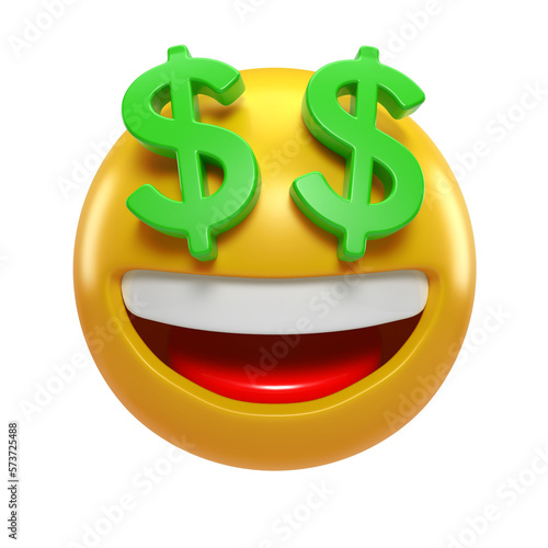 Happy yellow emoji with dollar sign eyes