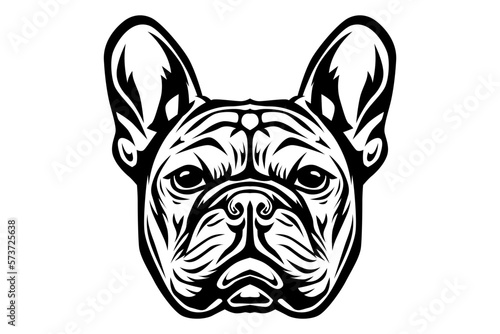 portrait of a dog, frenchie bulldog head black and white