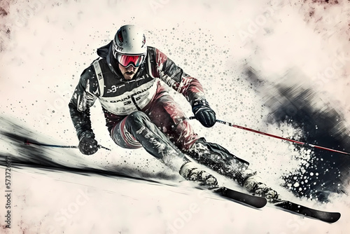 Men's Downhill Skiing - Abstract (Generative AI)