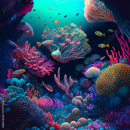 coral reef with fish © Kirk