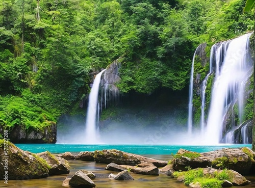 beautiful waterfall in the forest