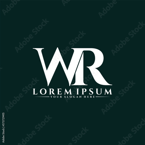 Letter WR luxury logo design vector photo