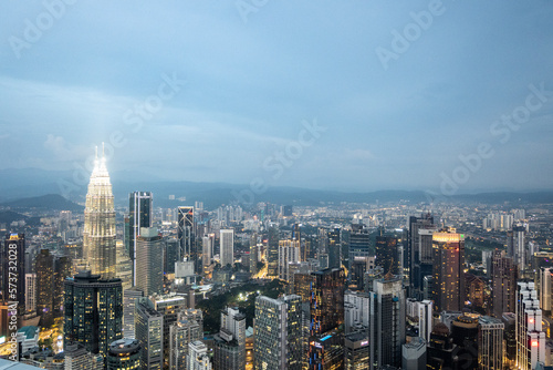 evenign city view with skay scrapers in Kuala Lumpur  Malaysia