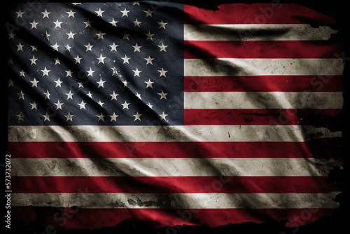 Distressed tattered American flag background wallpaper Generative AI