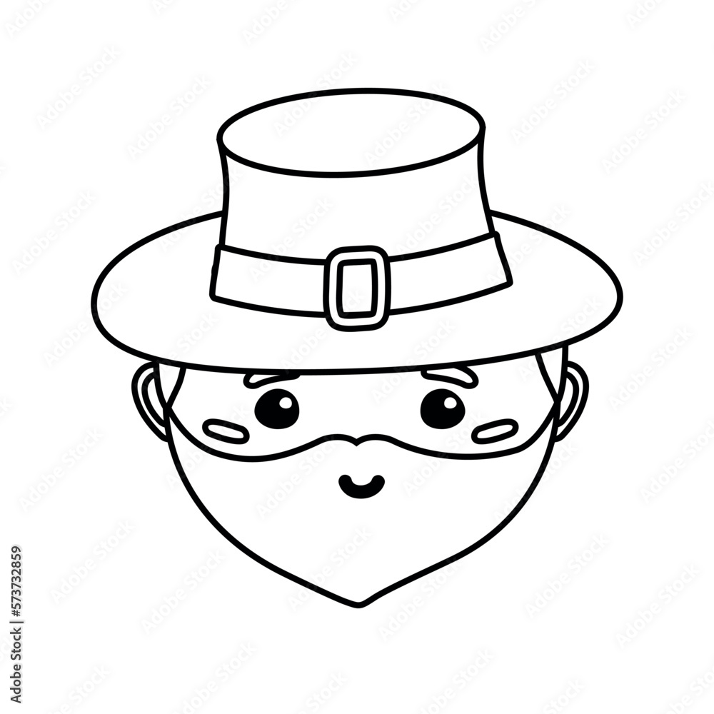 Vector flat hand drawn leprechaun face isolated on white background