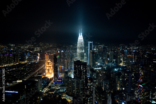 city with a lot of illumination at night of Kuala Lumpur, Malaysia