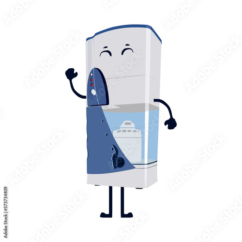 Cute Water Filter Purifier character vector illustration in trendy flat 3d realistic design style. Home Water Purifier kawaii mascot. Editable graphic resources for many purposes.