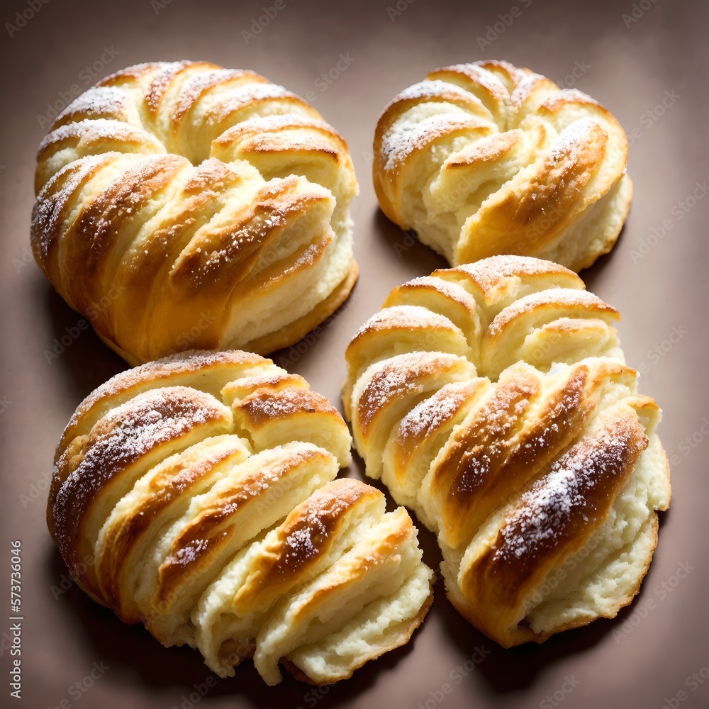 Delicious French pastry croissant highly detailed food sitting on wood counter, ai generated. Delicious French pastry croissant highly detailed food sitting on wood counter, ai generated.