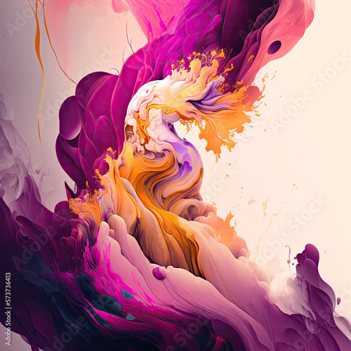 Abstract Paint Splash Pink Violet and Yellow