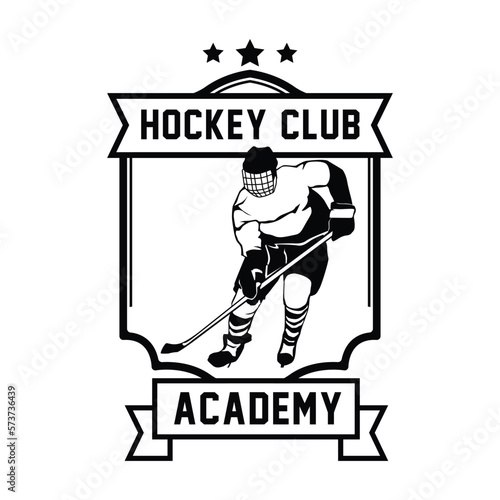 Ice Hockey Logo emblem, Ice hockey player silhouette, vector logo template design