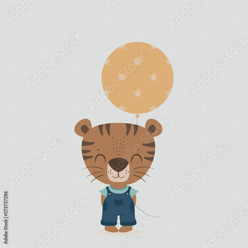 Cute animal. Cute baby tiger illustration. Printing for invitations, greeting cards, posters