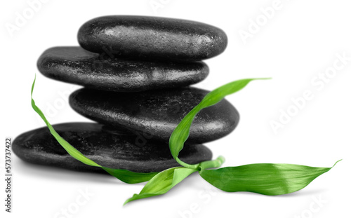 Massage Stones with Mint Leaves