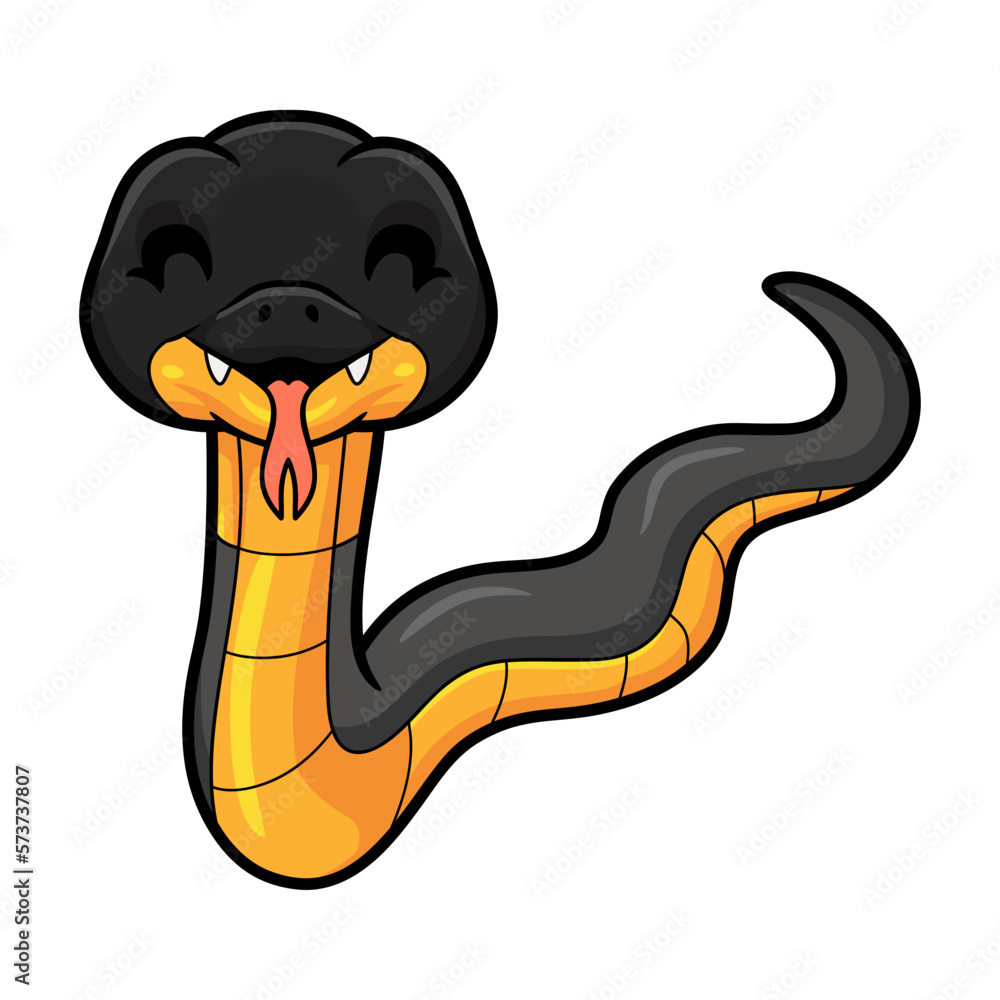 Fototapeta premium Cute northern ringneck snake cartoon