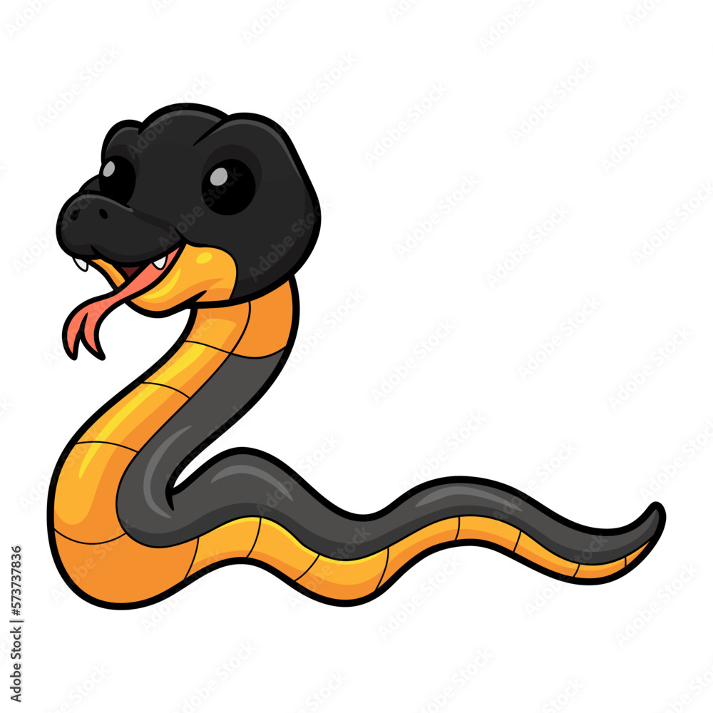 Naklejka premium Cute northern ringneck snake cartoon