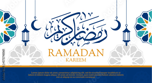 Ramadan kareem calligraphy Arabic theme template. Vector illustration. Suitable for Poster, Banners, background and greeting card. 